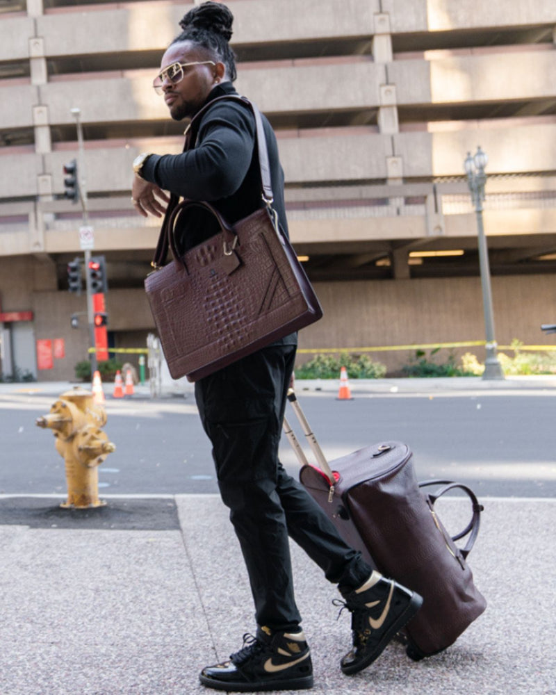 Apollo 1 Backpack & Rolling Duffle Bag Set in Chocolate