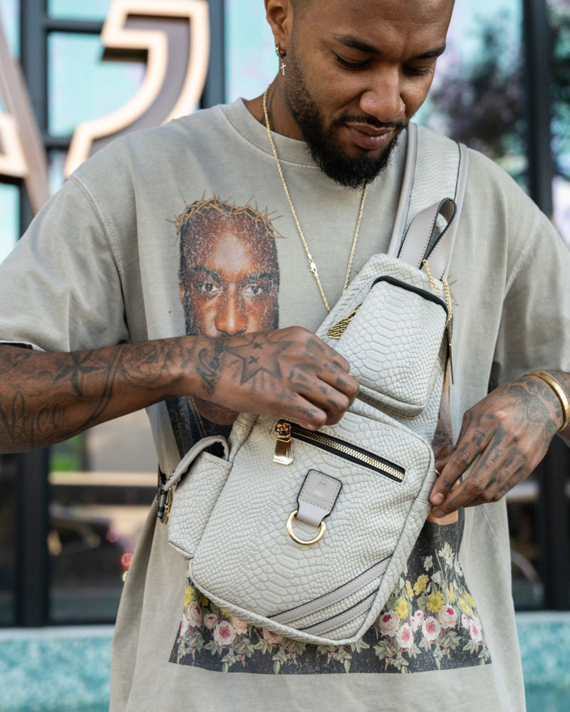 Apollo 1 Tear Drop Crossbody Bag in Grey