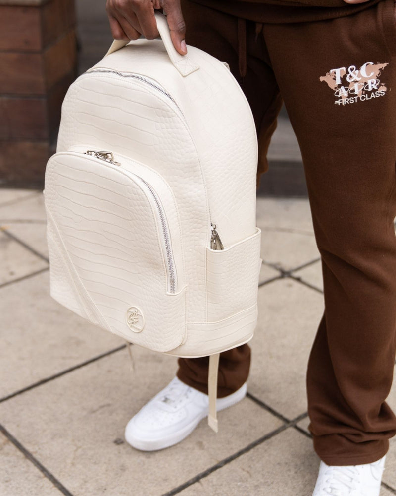 Leather Backpack in Cream White