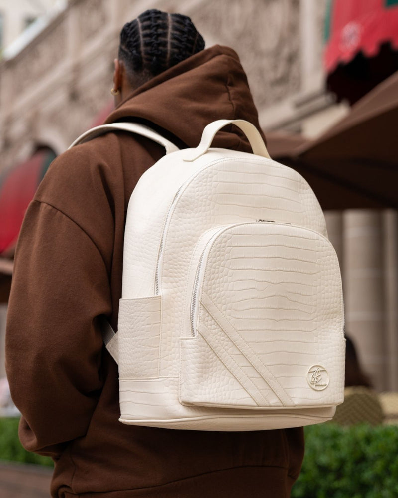Leather Backpack in Cream White