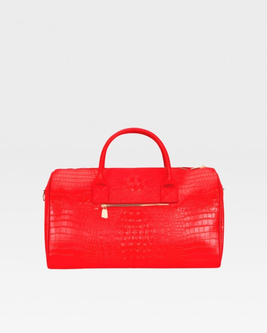 Apollo 2 Faux Crocodile Skin Travel Set in Red