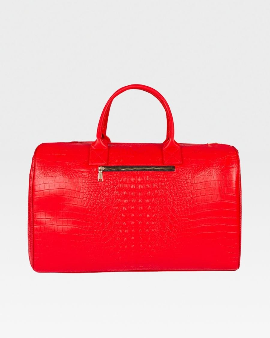 Apollo 2 Faux Crocodile Skin Travel Set in Red