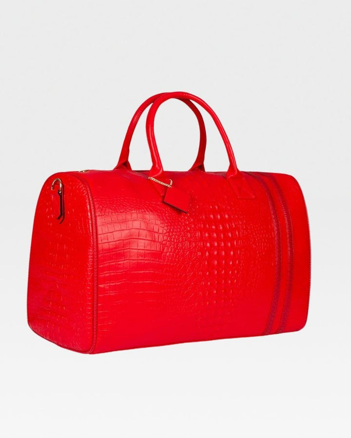 Apollo 2 Faux Crocodile Skin Travel Set in Red