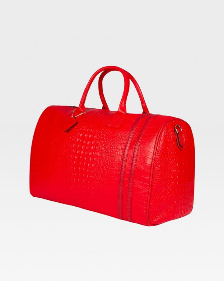 Apollo 2 Faux Crocodile Skin Travel Set in Red