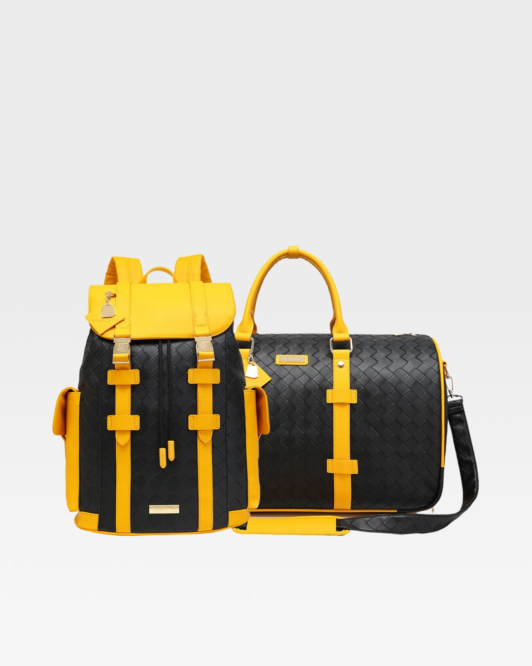 Bodega Rolling Travel Set in Black & Yellow